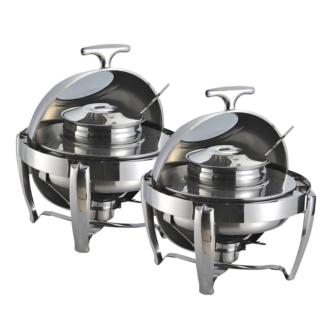 SOGA 2X 6.5L Stainless Steel Round Soup Tureen Bowl Station Roll Top Buffet Chafing Dish Catering Chafer Food Warmer Server - Hospitality Connect