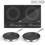 SOGA Dual Burners Cooktop Stove With 20cm and 26cm Induction Frying Pan Skillet - Hospitality Connect