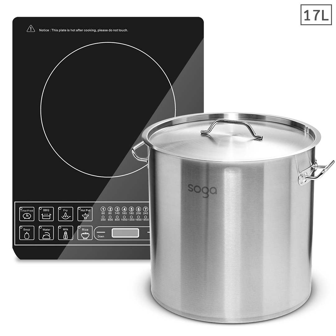 SOGA Electric Smart Induction Cooktop and 17L Stainless Steel Stockpot 28cm Stock Pot - Hospitality Connect