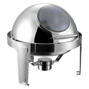 SOGA 6L Round Chafing Stainless Steel Food Warmer with Glass Roll Top - Hospitality Connect