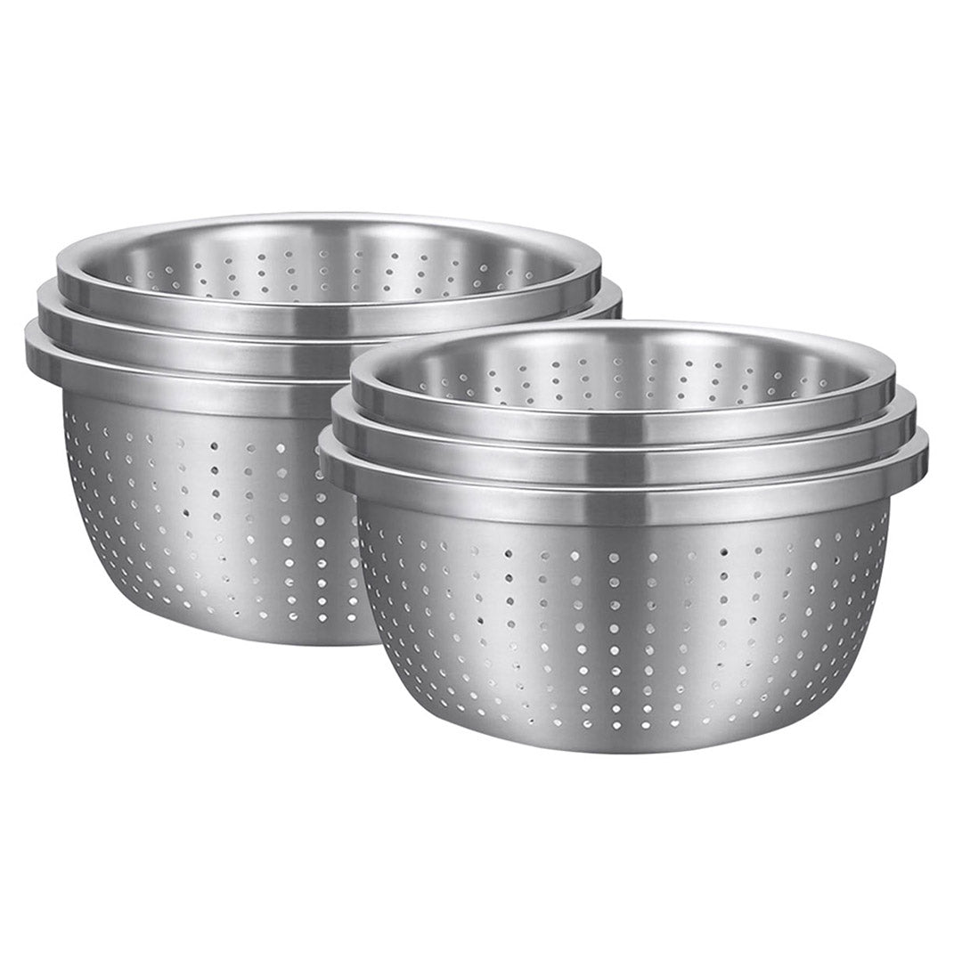 SOGA 2X Stainless Steel Nesting Basin Colander Perforated Kitchen Sink Washing Bowl Metal Basket Strainer Set of 3 - Hospitality Connect