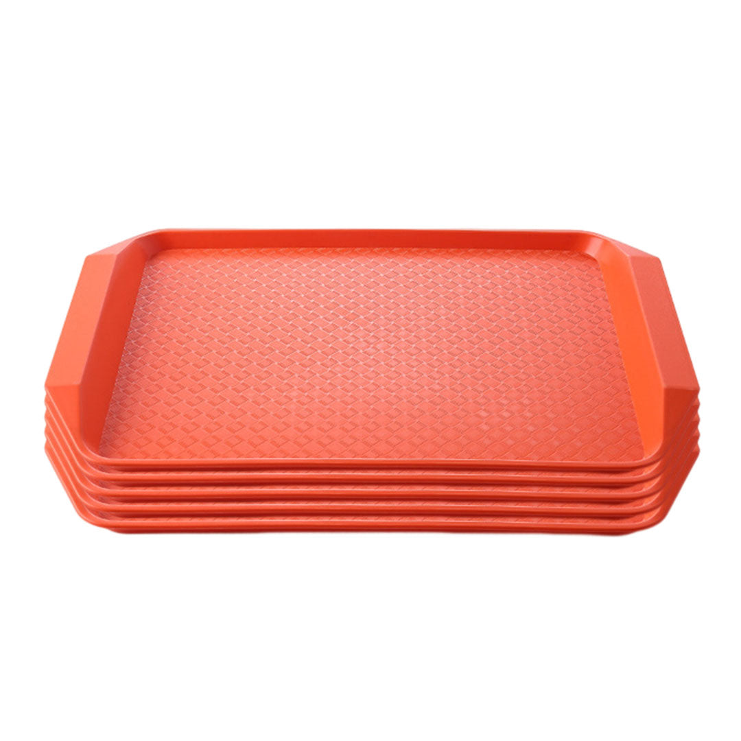 SOGA Rectangular Serving Tray Heavy Duty Waterproof Stackable Plastic Food Snack Pan Set of 5 Orange - Hospitality Connect