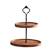SOGA 15cm 2 Tier  Brown Round Wooden Acacia Dessert Tray Cake Snacks Cupcake Stand Buffet Serving Countertop Decor - Hospitality Connect