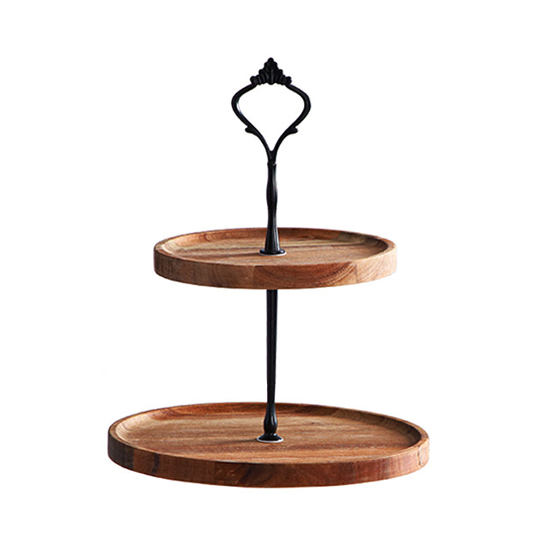 SOGA 15cm 2 Tier  Brown Round Wooden Acacia Dessert Tray Cake Snacks Cupcake Stand Buffet Serving Countertop Decor - Hospitality Connect
