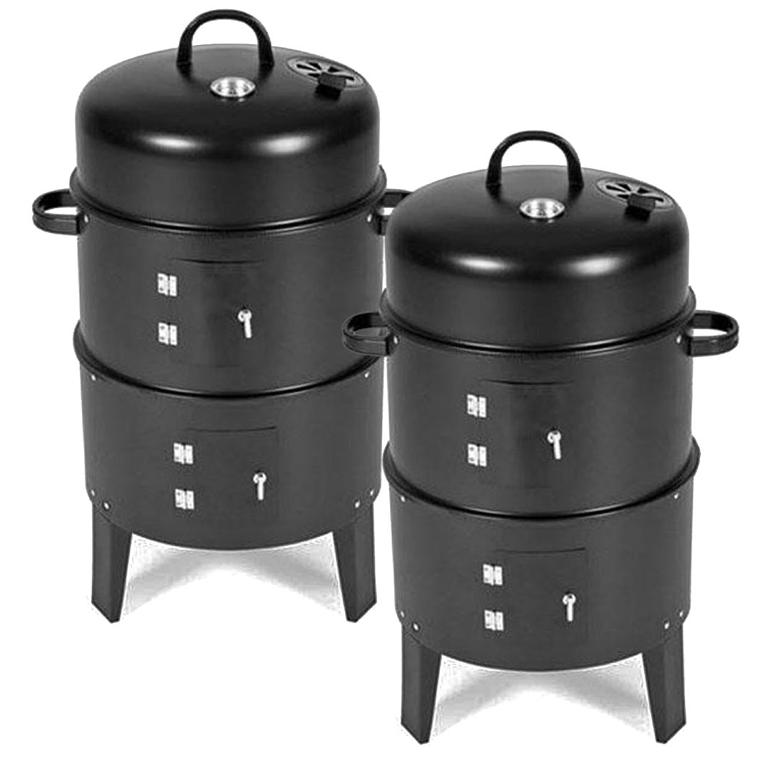 SOGA 2X 3 In 1 Barbecue Smoker Outdoor Charcoal BBQ Grill Camping Picnic Fishing - Hospitality Connect