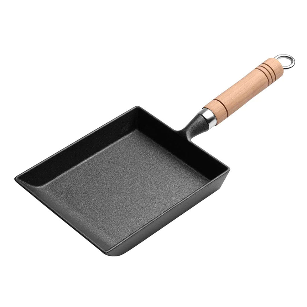 SOGA Cast Iron Tamagoyaki Japanese Omelette Egg Frying Skillet Fry Pan Wooden Handle - Hospitality Connect