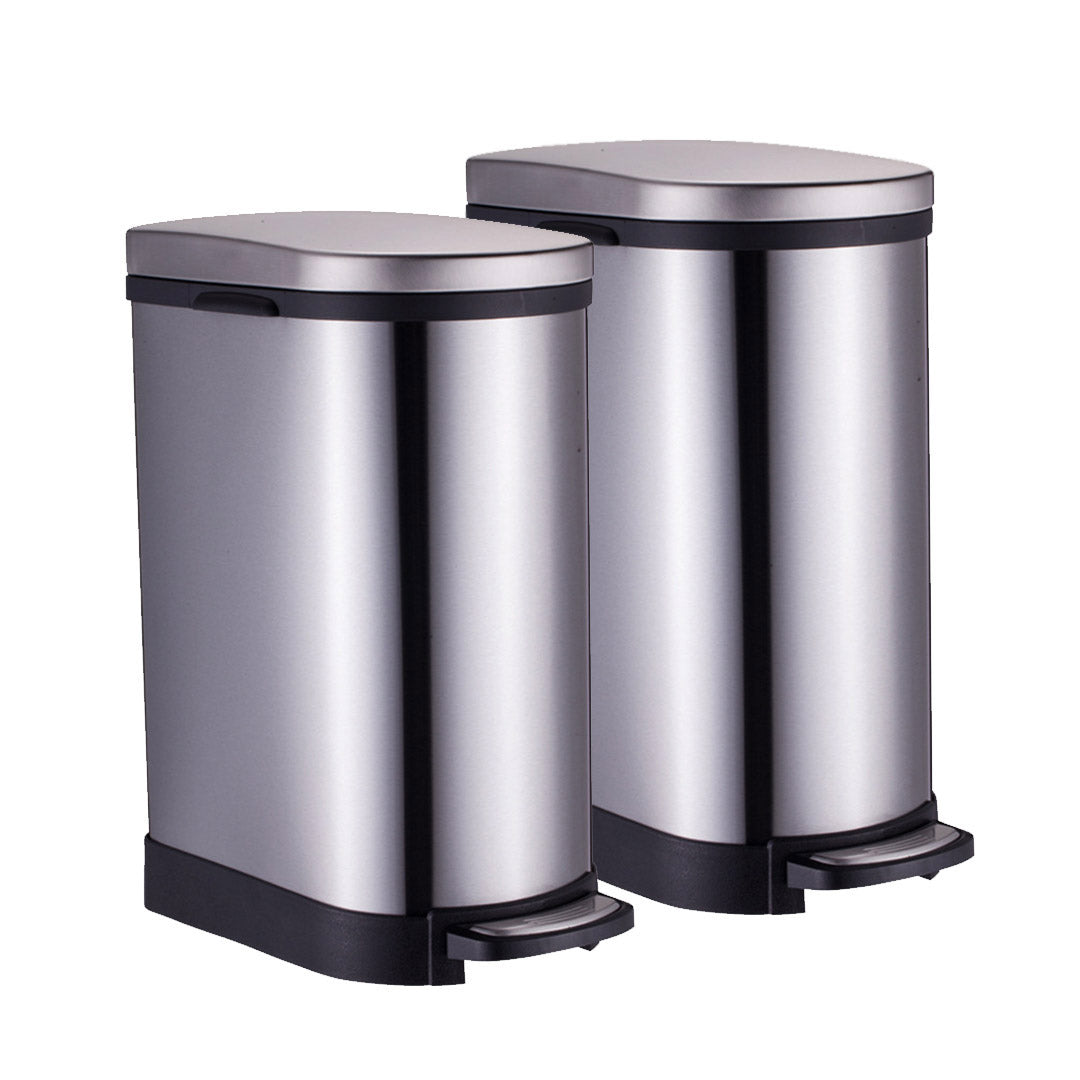 SOGA 2X Foot Pedal Stainless Steel Rubbish Recycling Garbage Waste Trash Bin 10L U - Hospitality Connect
