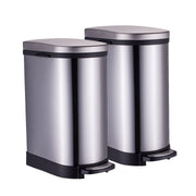 SOGA 2X Foot Pedal Stainless Steel Rubbish Recycling Garbage Waste Trash Bin 10L U - Hospitality Connect