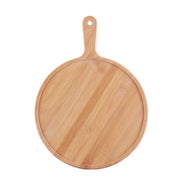 SOGA 11 inch Blonde Round Premium Wooden Serving Tray Board Paddle with Handle Home Decor - Hospitality Connect