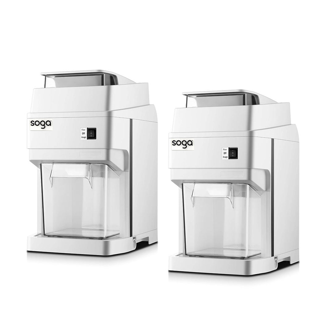 SOGA 2X 300 Watts Electric Ice Shaver Crusher Slicer Snow Cone Maker Commercial Tabletop Machine 120kgs/h White - Hospitality Connect