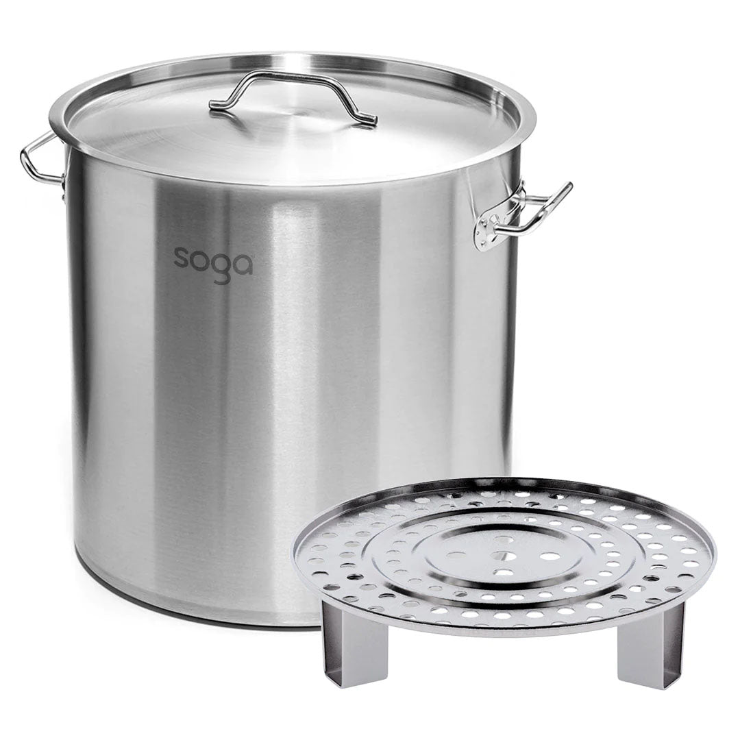 SOGA 50L Stainless Steel Stock Pot with One Steamer Rack Insert Stockpot Tray - Hospitality Connect