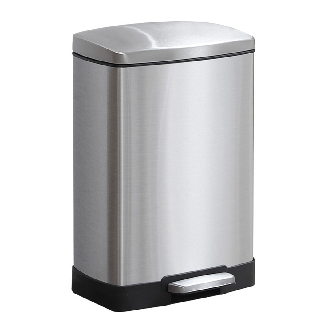 SOGA Foot Pedal Stainless Steel Rubbish Recycling Garbage Waste Trash Bin Rectangular Shape 12L Silver - Hospitality Connect