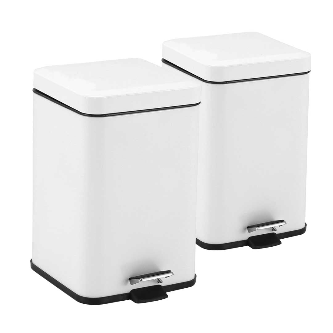 SOGA 2X 12L Foot Pedal Stainless Steel Rubbish Recycling Garbage Waste Trash Bin Square White - Hospitality Connect