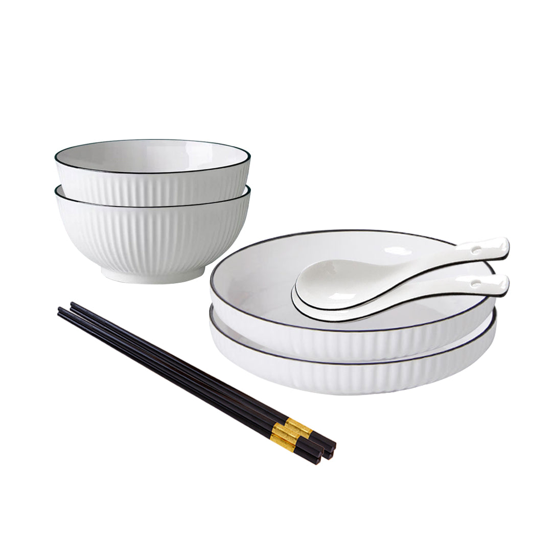 SOGA White Japanese Style Ceramic Dinnerware Crockery Soup Bowl Plate Server Kitchen Home Decor Set of 4 - Hospitality Connect