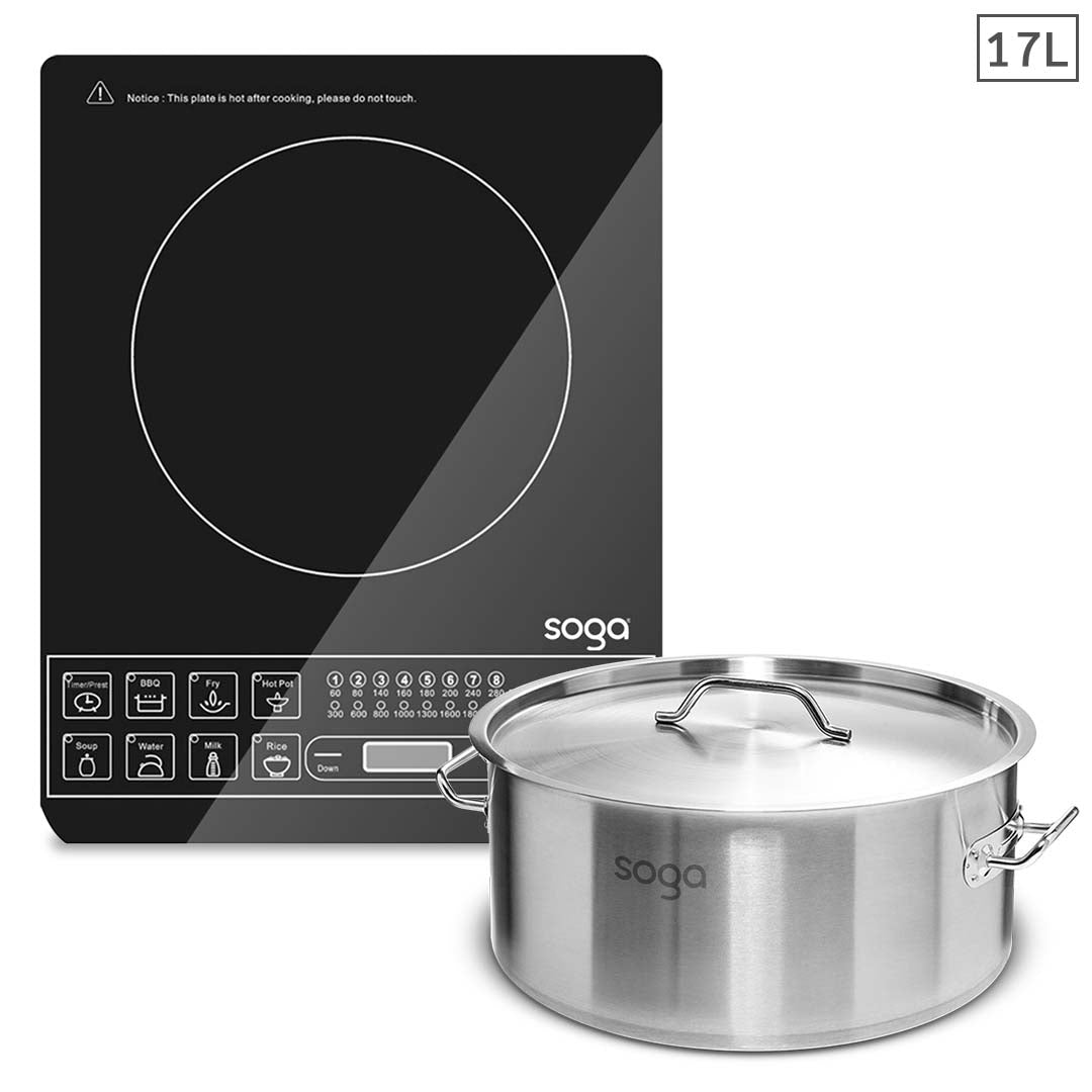 SOGA Electric Smart Induction Cooktop and 17L Stainless Steel Stockpot - Hospitality Connect