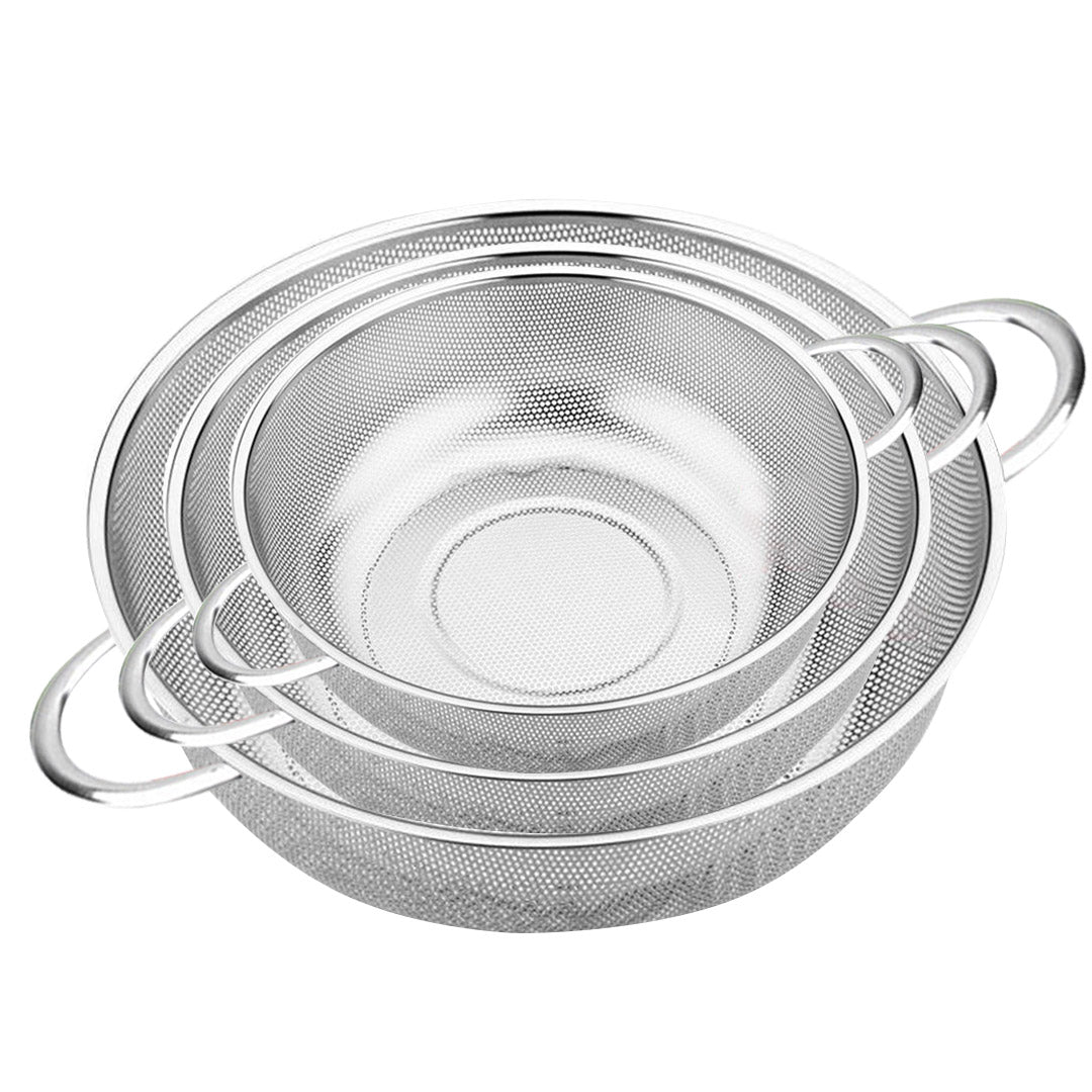 SOGA Stainless Steel Perforated Metal Colander Set Food Strainer Basket Mesh Net Bowl with 2 Handle - Hospitality Connect
