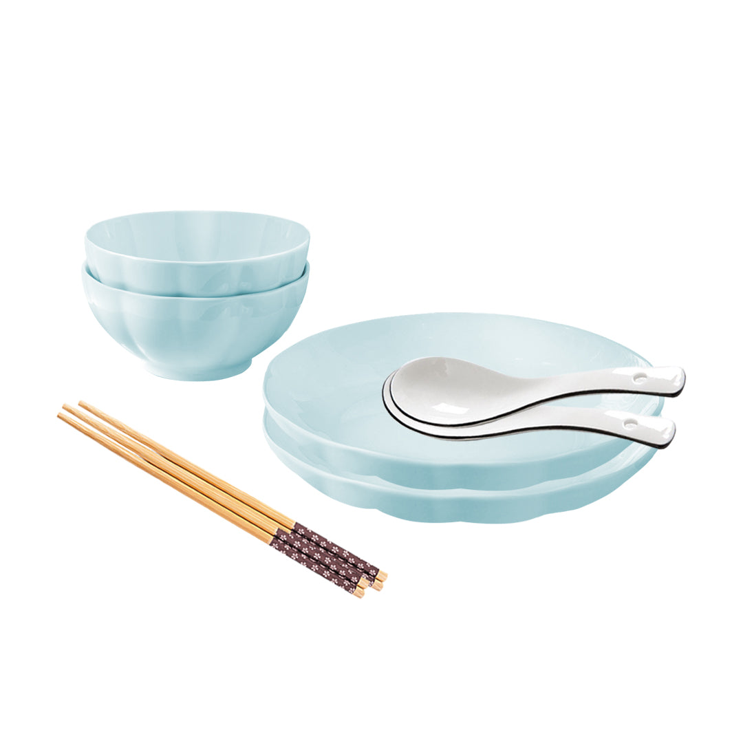SOGA Light Blue Japanese Style Ceramic Dinnerware Crockery Soup Bowl Plate Server Kitchen Home Decor Set of 4 - Hospitality Connect