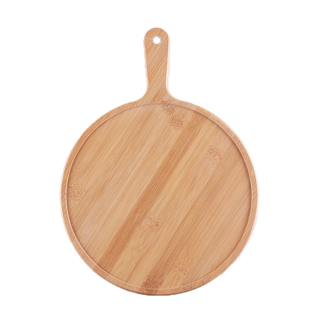 SOGA 9 inch Blonde Round Premium Wooden Serving Tray Board Paddle with Handle Home Decor - Hospitality Connect