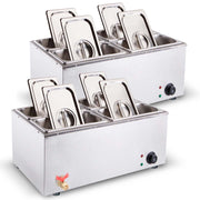 SOGA 2X Stainless Steel 4 X 1/2 GN Pan Electric Bain-Marie Food Warmer with Lid - Hospitality Connect
