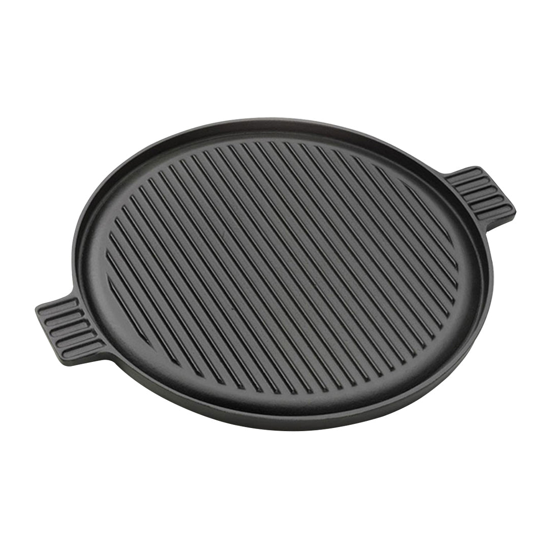 SOGA 43cm Round Ribbed Cast Iron Frying Pan Skillet Steak Sizzle Platter with Handle - Hospitality Connect