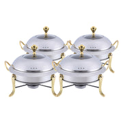 SOGA 4X Stainless Steel Gold Accents Round Buffet Chafing Dish Cater Food Warmer Chafer with Glass Top Lid - Hospitality Connect