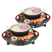 SOGA 2X 2  in 1 Electric Stone Coated Grill Plate Steamboat Two Division Hotpot - Hospitality Connect