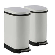 SOGA 2X 10L Foot Pedal Stainless Steel Rubbish Recycling Garbage Waste Trash Bin U White - Hospitality Connect