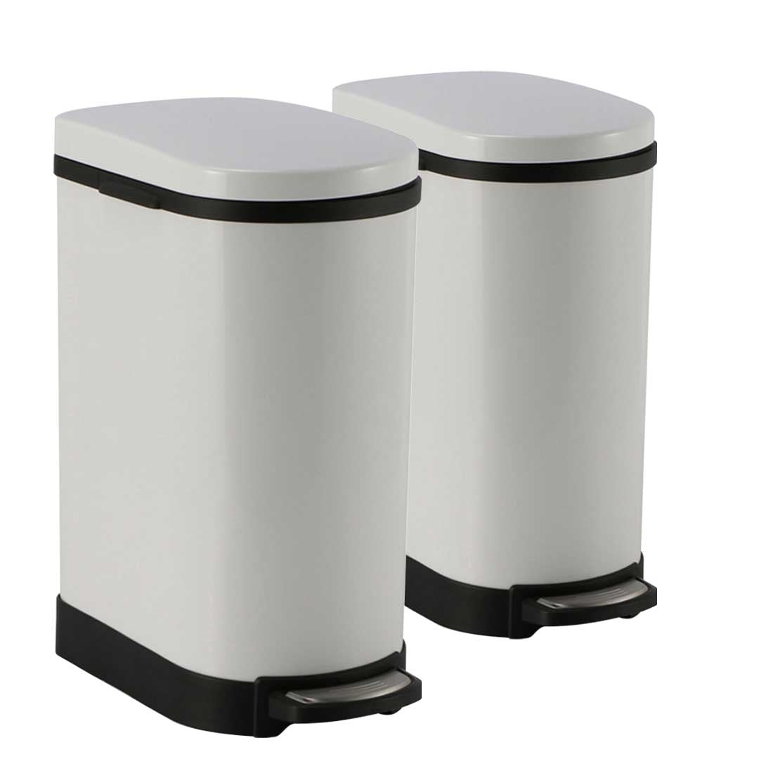 SOGA 2X 10L Foot Pedal Stainless Steel Rubbish Recycling Garbage Waste Trash Bin U White - Hospitality Connect
