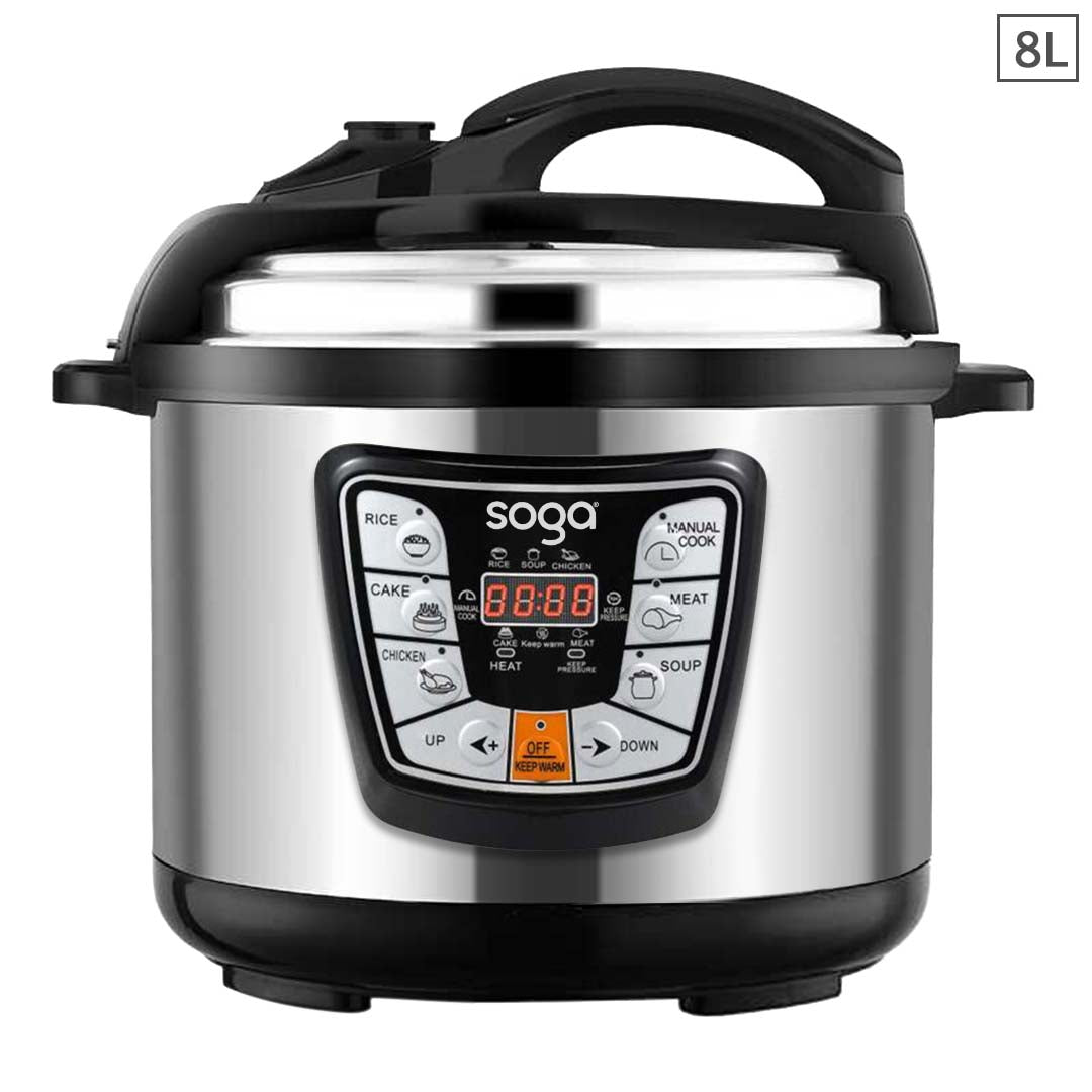 SOGA Stainless Steel Electric Pressure Cooker 8L Nonstick 1600W - Hospitality Connect