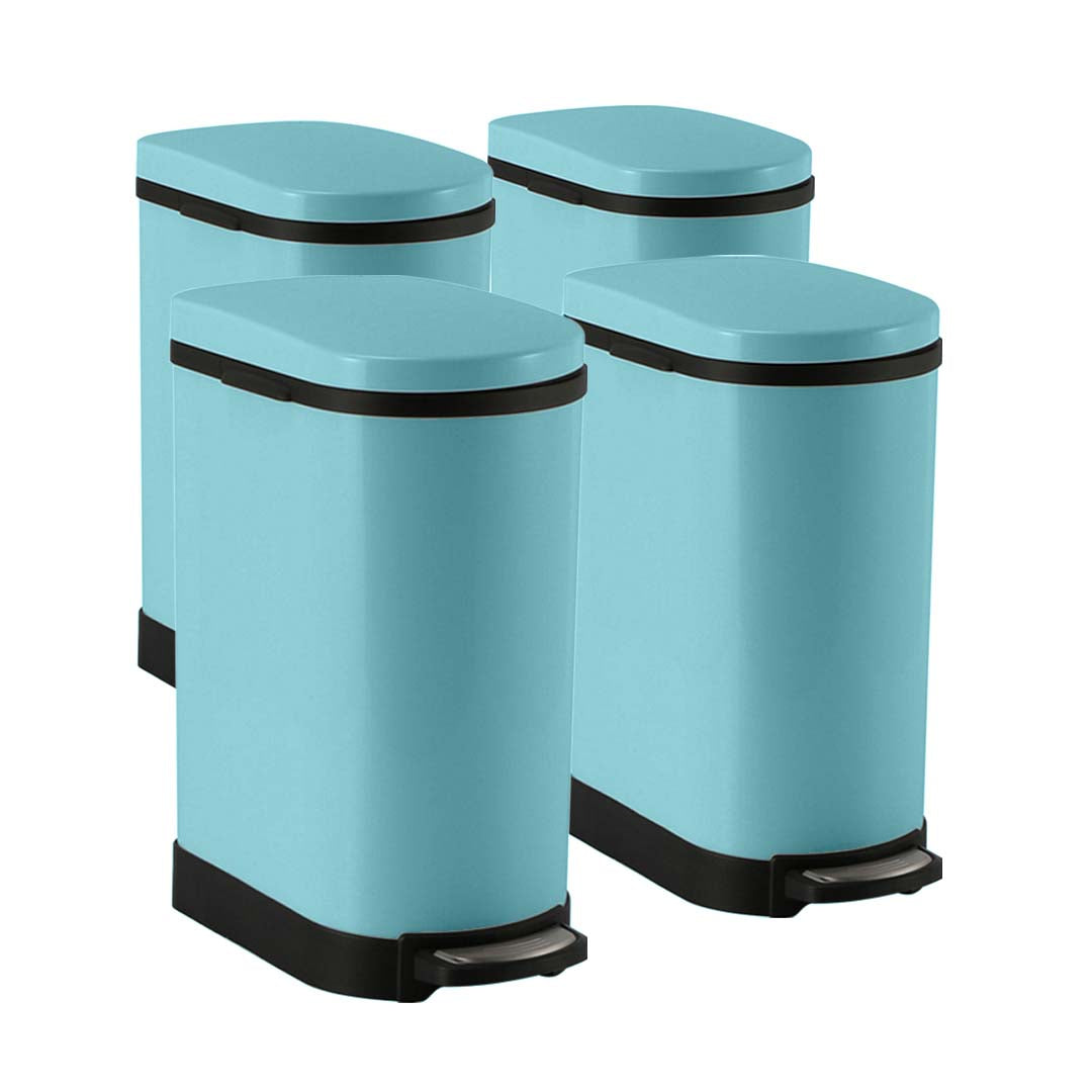 SOGA 4X 10L Foot Pedal Stainless Steel Rubbish Recycling Garbage Waste Trash Bin U Blue - Hospitality Connect