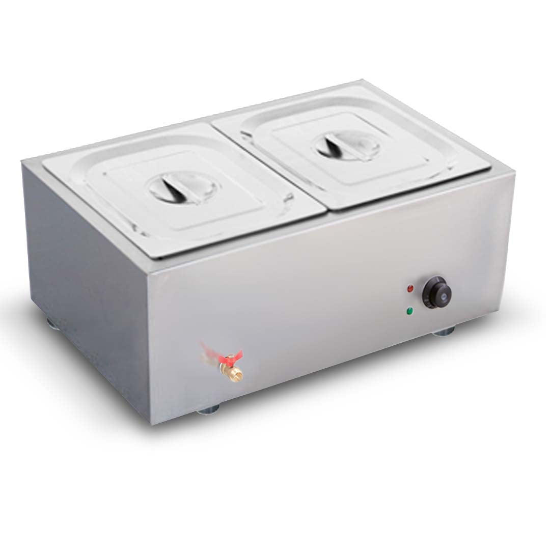 SOGA Stainless Steel 2 X 1/2 GN Pan Electric Bain-Marie Food Warmer with Lid - Hospitality Connect