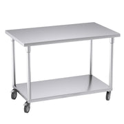 SOGA 120cm Commercial Catering Kitchen Stainless Steel Prep Work Bench Table with Wheels - Hospitality Connect