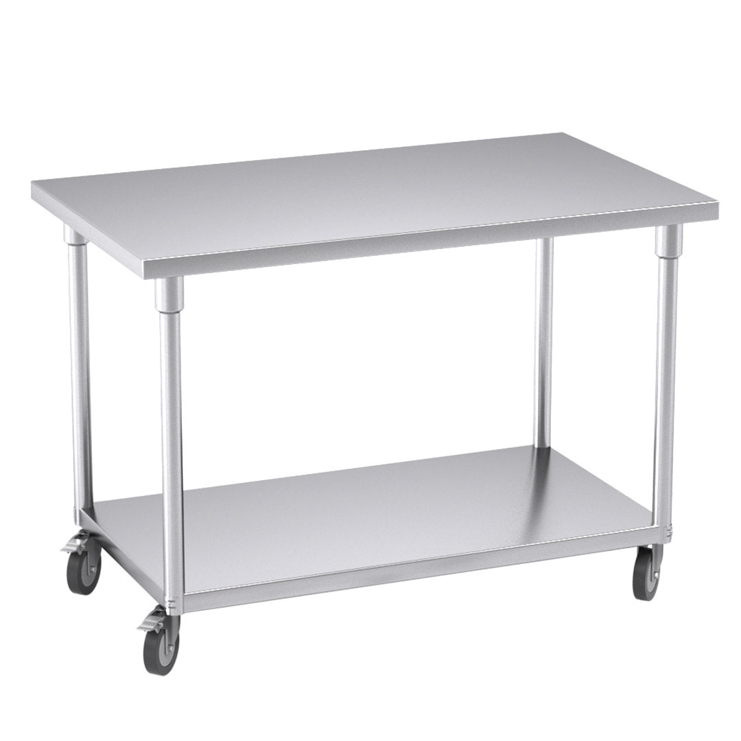 SOGA 120cm Commercial Catering Kitchen Stainless Steel Prep Work Bench Table with Wheels - Hospitality Connect