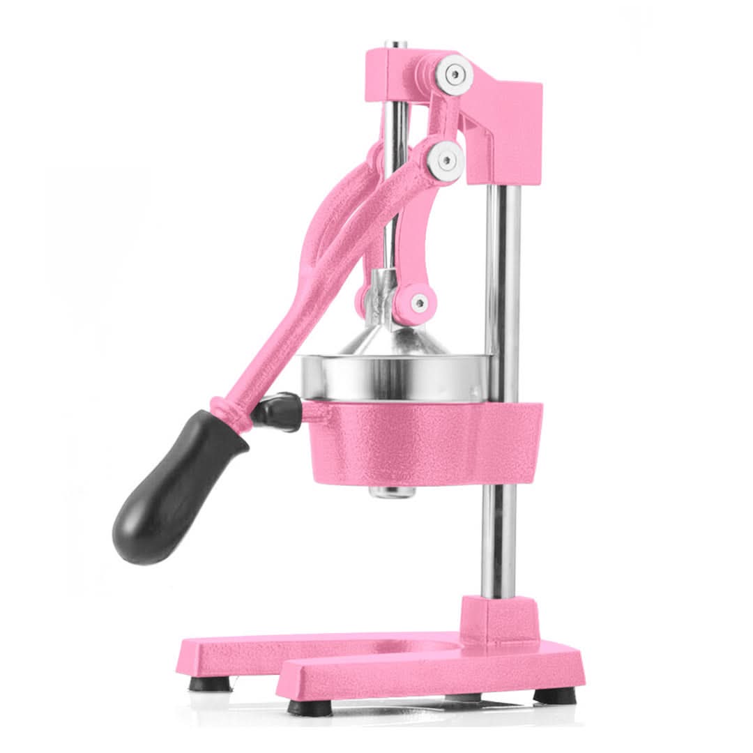 Pink Soga commercial manual juicer hand press for orange citrus fruits, designed for efficient juice extraction.