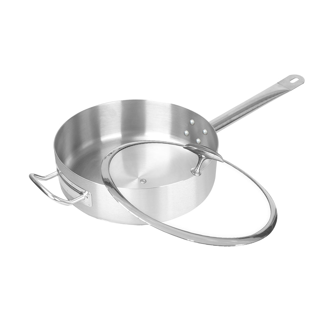 SOGA 26cm Stainless Steel Saucepan Sauce pan with Glass Lid and Helper Handle Triple Ply Base Cookware - Hospitality Connect