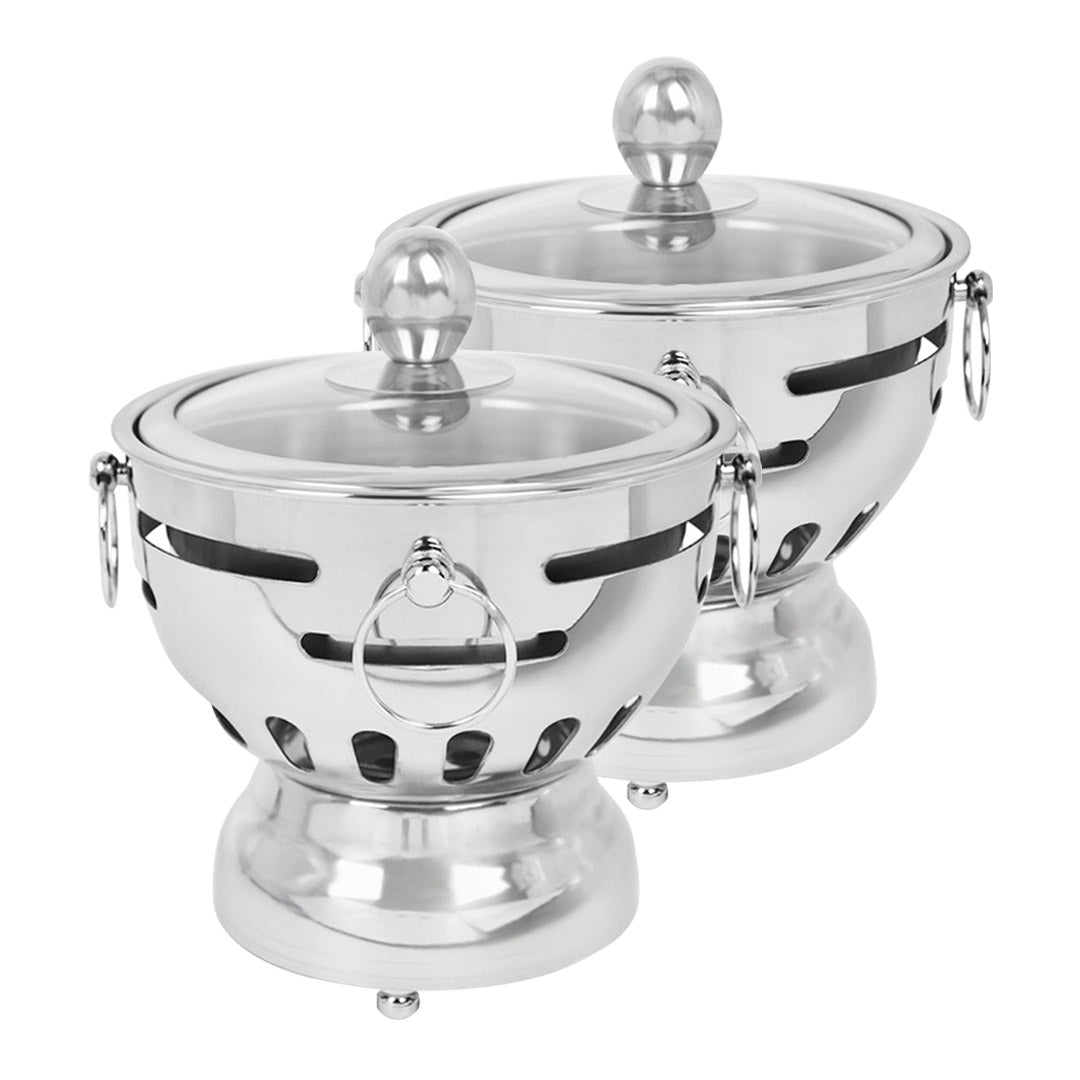 SOGA 2X Stainless Steel Mini Asian Buffet Hot Pot Single Person Shabu Alcohol Stove Burner with Glass Lid - Hospitality Connect
