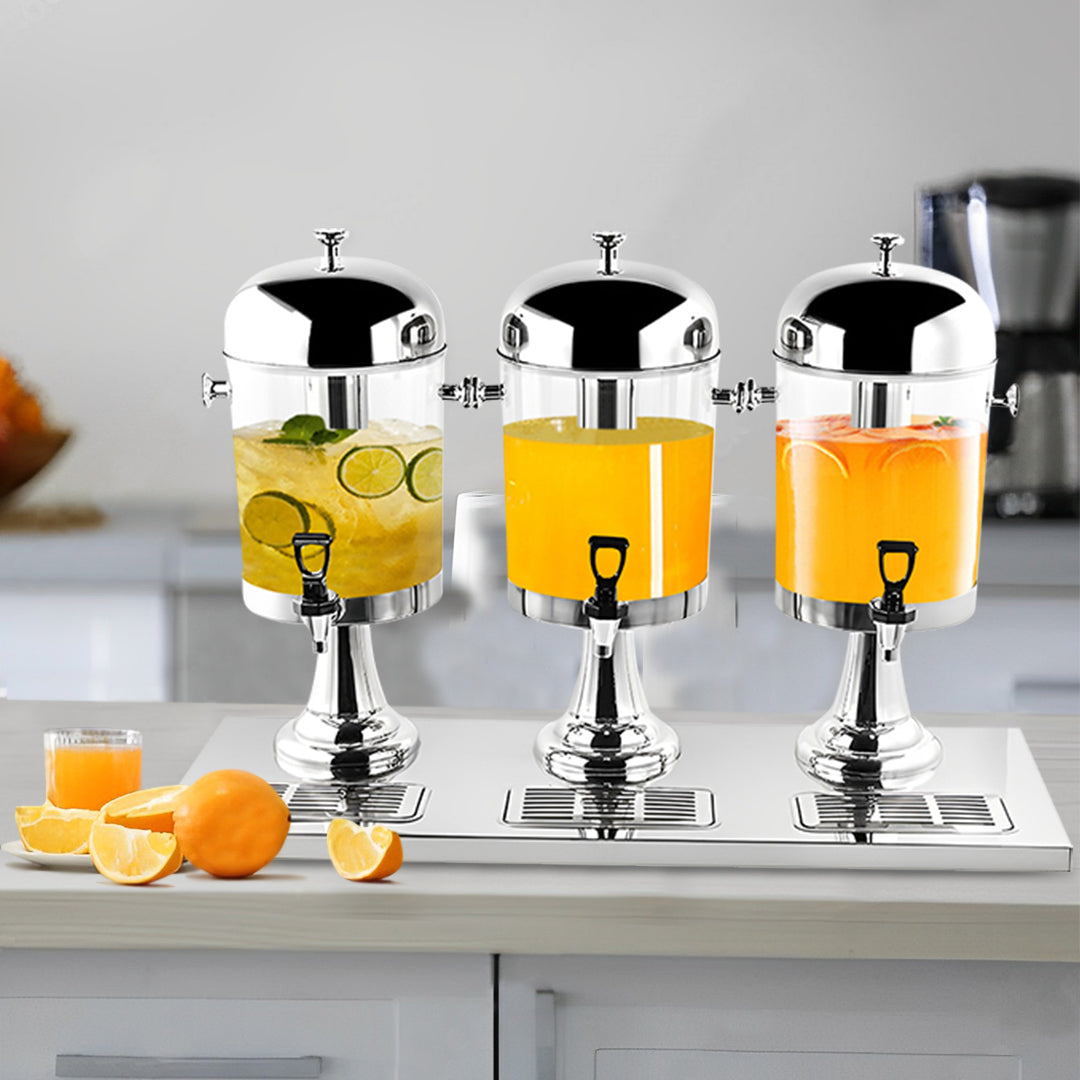 SOGA Triple Head 24L Stainless Steel Dispenser Beverage Juicer Transparent Commercial Drink Container Jug - Hospitality Connect