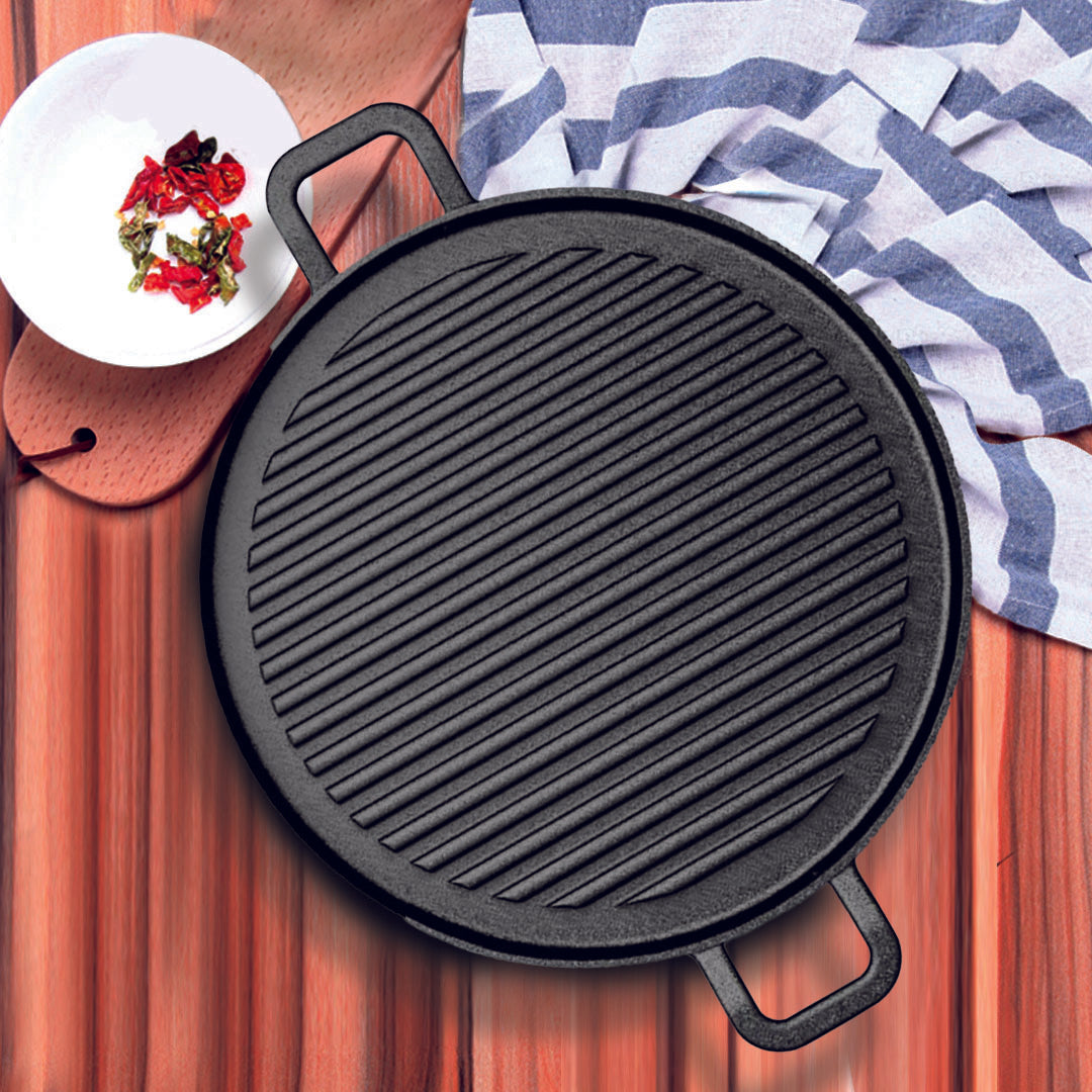 SOGA 28cm Ribbed Cast Iron Frying Pan Skillet Coating Steak Sizzle Platter - Hospitality Connect