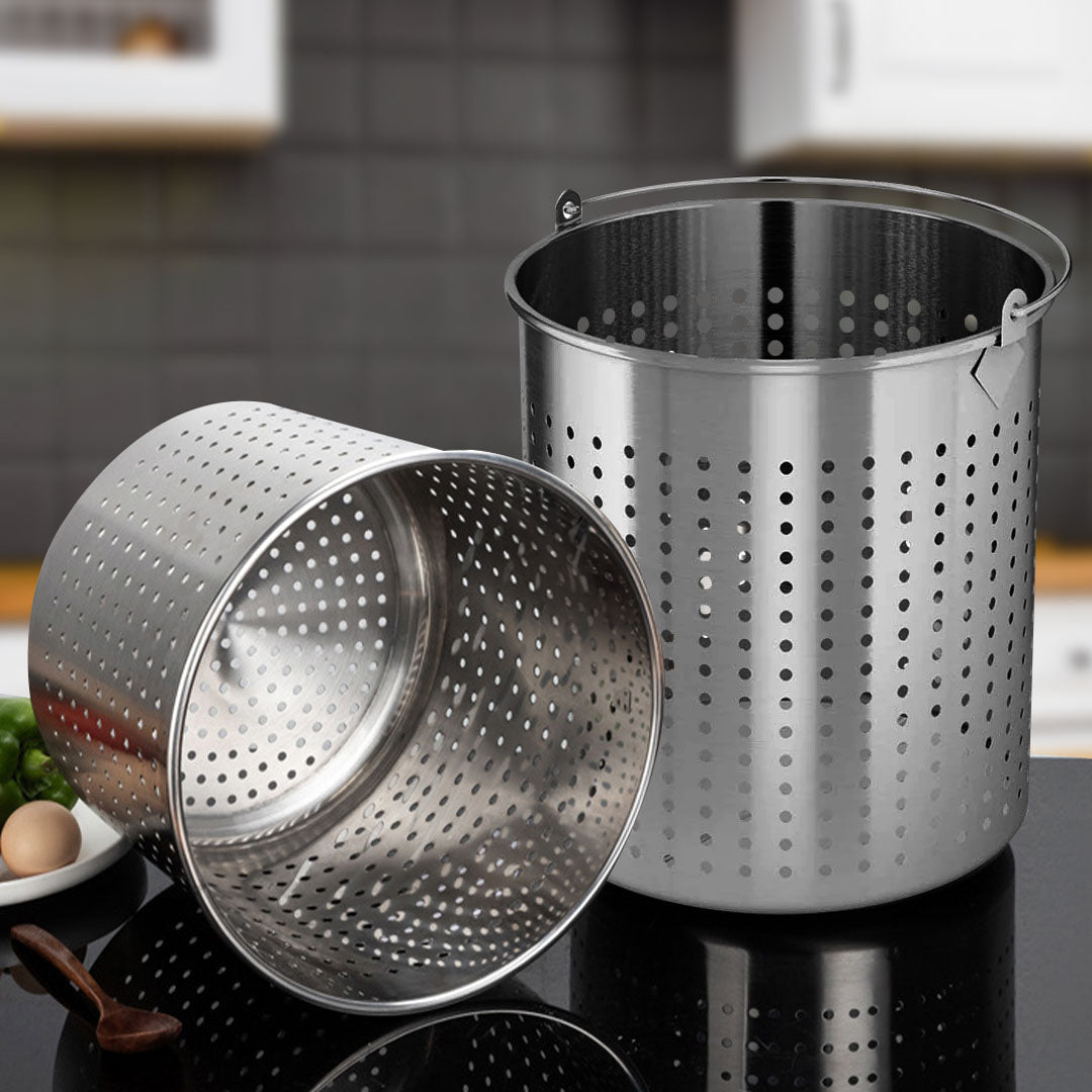 SOGA 33L 18/10 Stainless Steel Stockpot with Perforated Stock pot Basket Pasta Strainer - Hospitality Connect