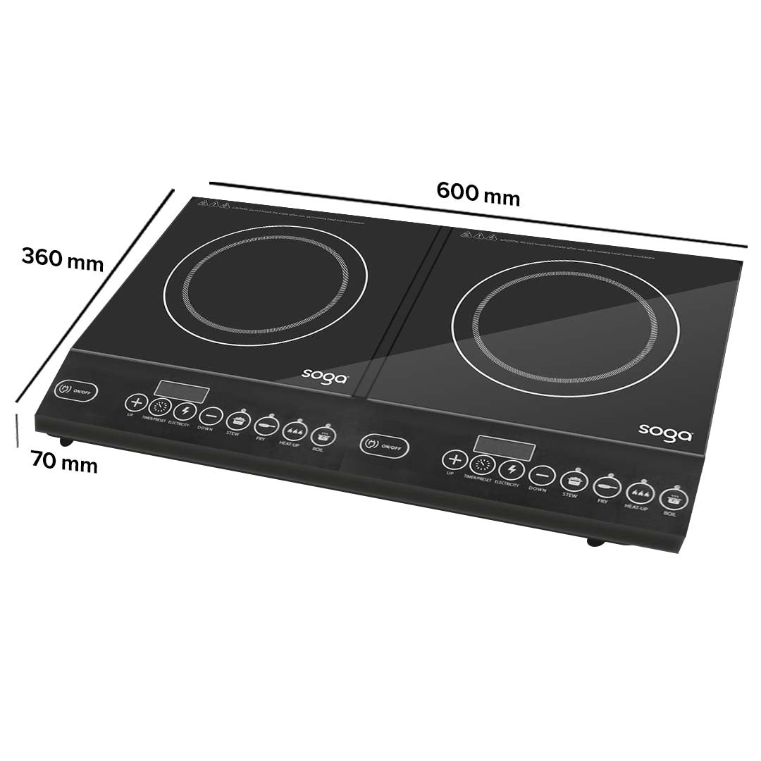 SOGA 2X Cooktop Portable Induction LED Electric Double Duo Hot Plate Burners Cooktop Stove - Hospitality Connect