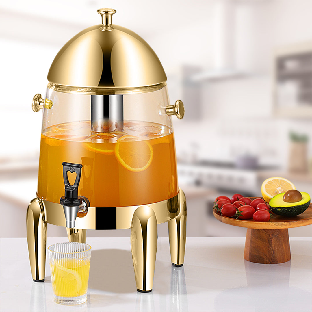 SOGA Stainless Steel 12L Beverage Dispenser Hot and Cold Juice Water Tea Chafer Urn Buffet Drink Container Jug with Gold Accents - Hospitality Connect