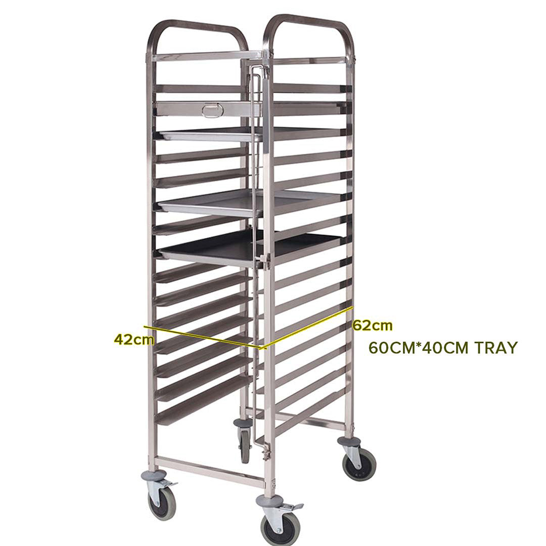 SOGA Gastronorm Trolley 16 Tier Stainless Steel with Aluminum Baking Pan Cooking Tray for Bakers - Hospitality Connect