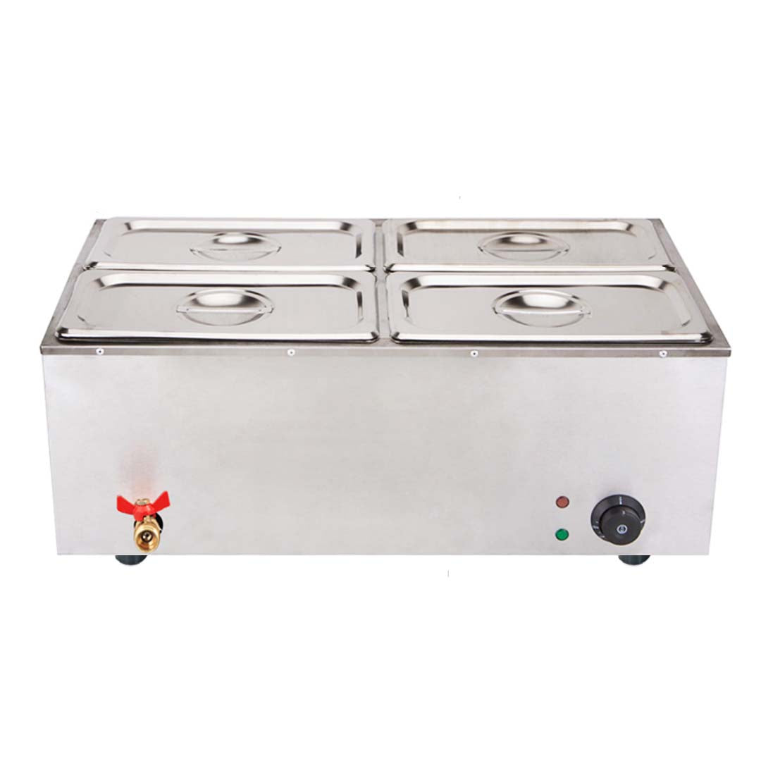 SOGA Stainless Steel 4 X 1/2 GN Pan Electric Bain-Marie Food Warmer with Lid - Hospitality Connect