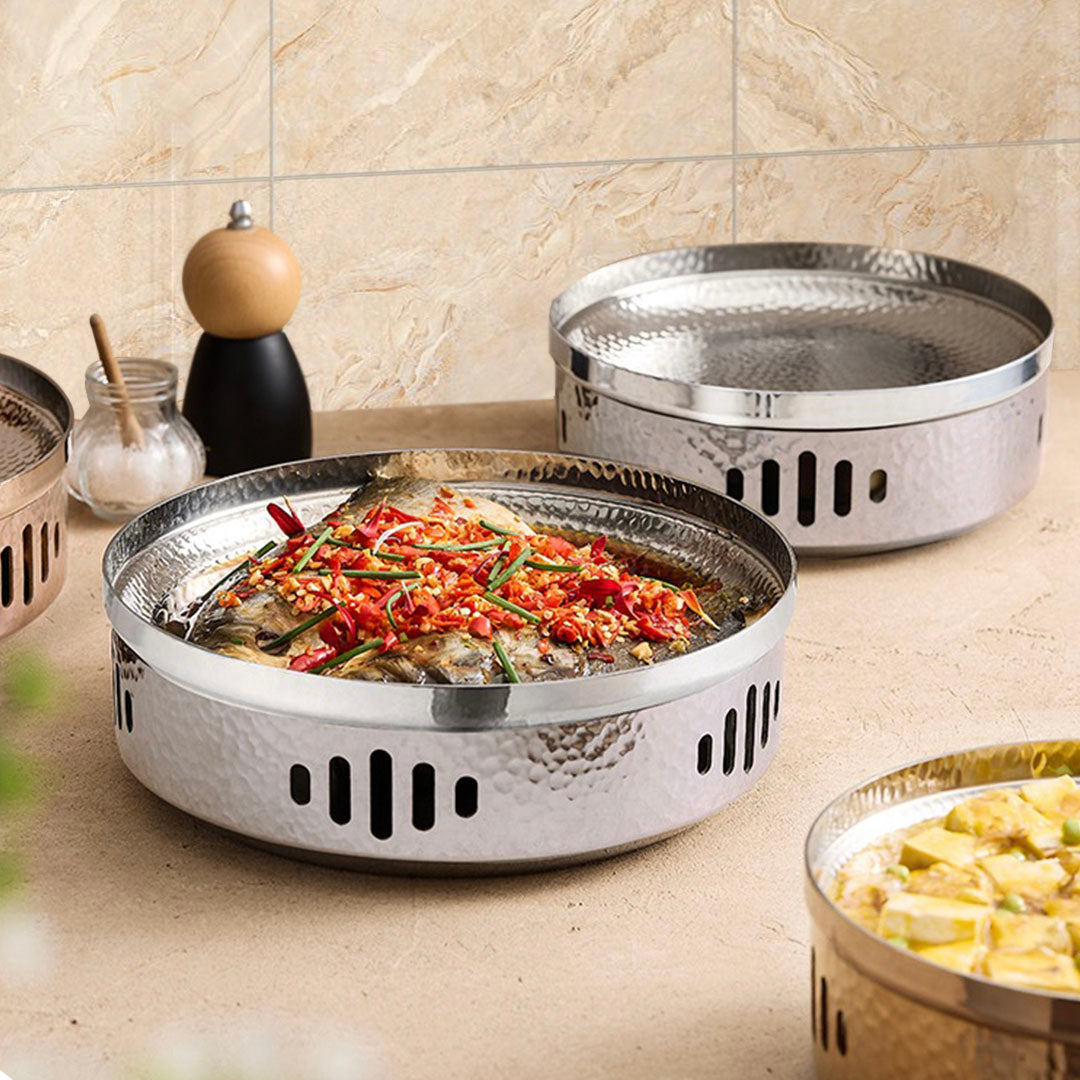SOGA 28cm Hammered Texture Dry Pot in Natural Silver Color, a Kitchen Essential - Hospitality Connect