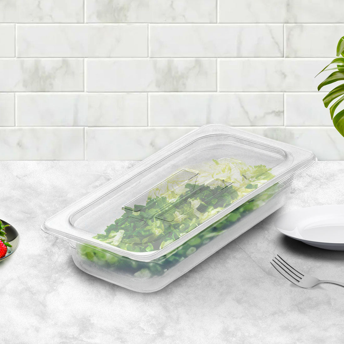 SOGA 65mm Clear Gastronorm GN Pan 1/3 Food Tray Storage with Lid - Hospitality Connect