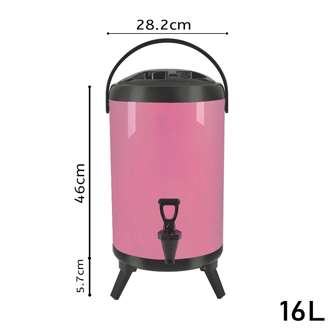 SOGA 16L Stainless Steel Insulated Milk Tea Barrel Hot and Cold Beverage Dispenser Container with Faucet Pink - Hospitality Connect