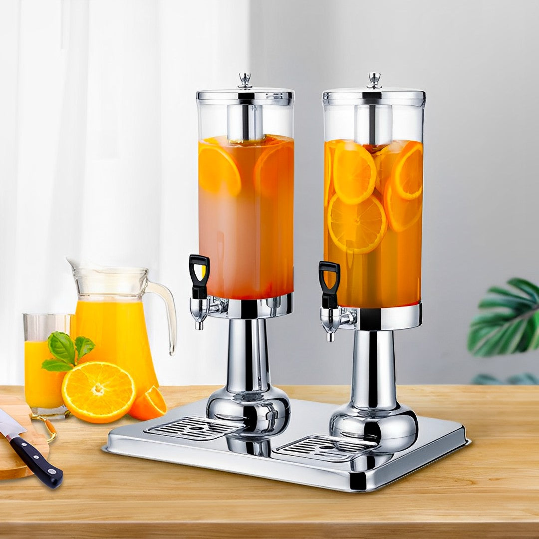 SOGA 6L Dual Silver Stainless Steel Beverage Dispenser Ice Cylinder Clear Juicer Hot Cold Water Jug - Hospitality Connect