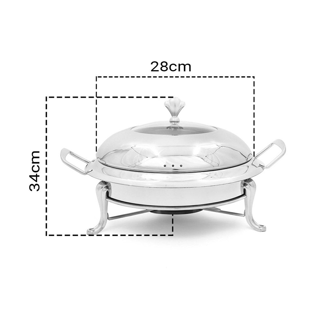 SOGA 4X Stainless Steel Round Buffet Chafing Dish Cater Food Warmer Chafer with Glass Top Lid - Hospitality Connect