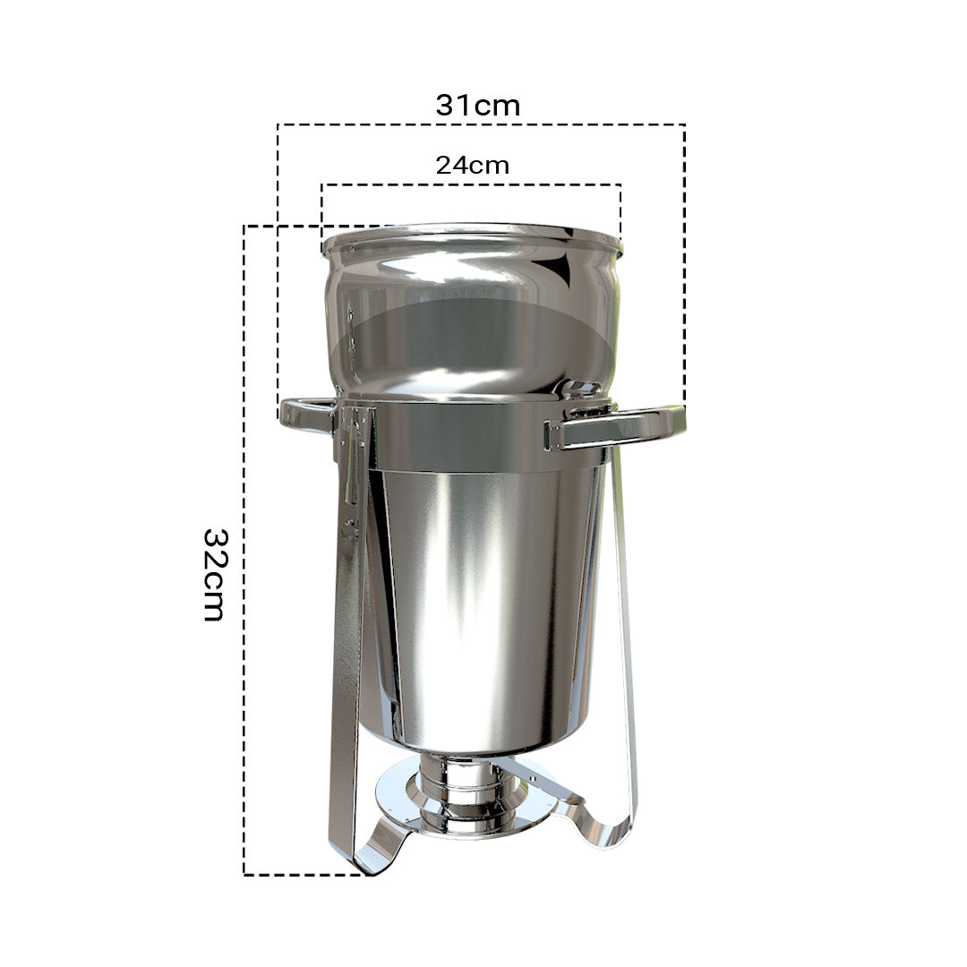SOGA 7L Round Stainless Steel Soup Warmer Marmite Chafer Full Size Catering Chafing Dish - Hospitality Connect
