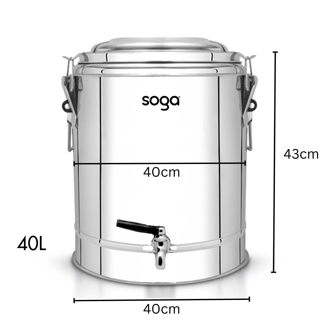 SOGA 40L Stainless Steel Insulated Stock Pot Hot & Cold Beverage Container - Hospitality Connect